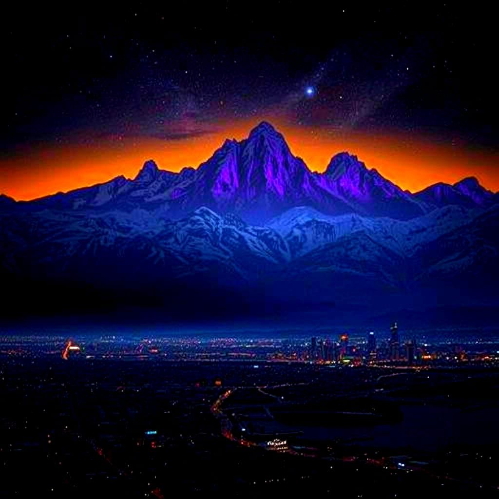 Denver Colorado Night Skyline Under Cosmic Sky