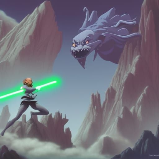 Gargoyles as Jedi Knights in Ghibli Style