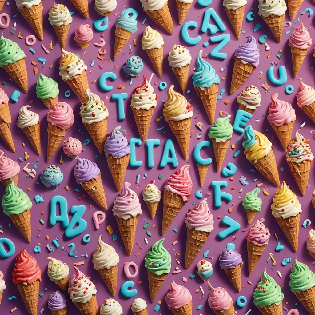 Letter Ice Cream Cone, Surreal Digital Art