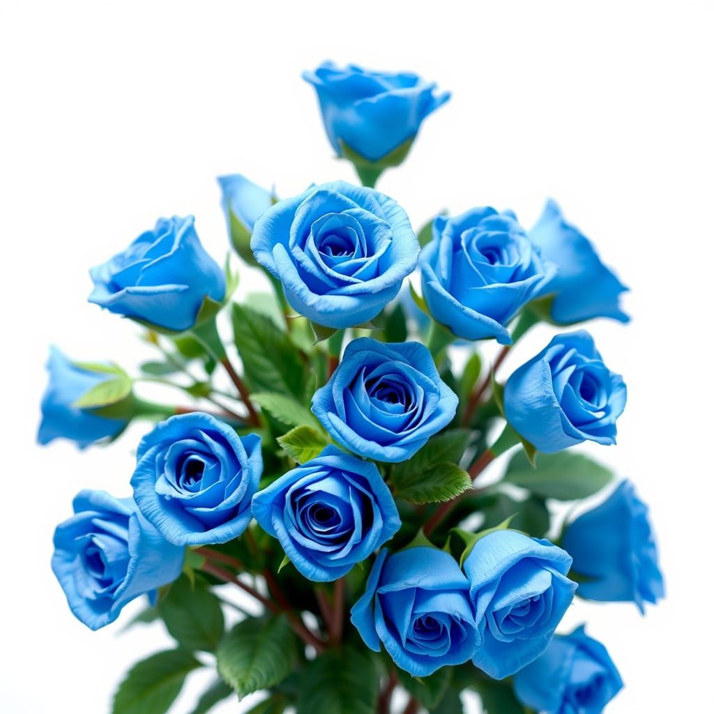 Delicate Blue Roses on Transparent Background