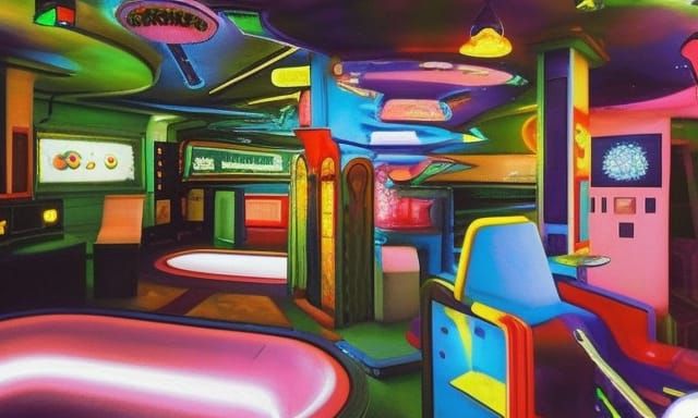 Eerie 80s Liminal Spaces in Psychedelic Storybook Style