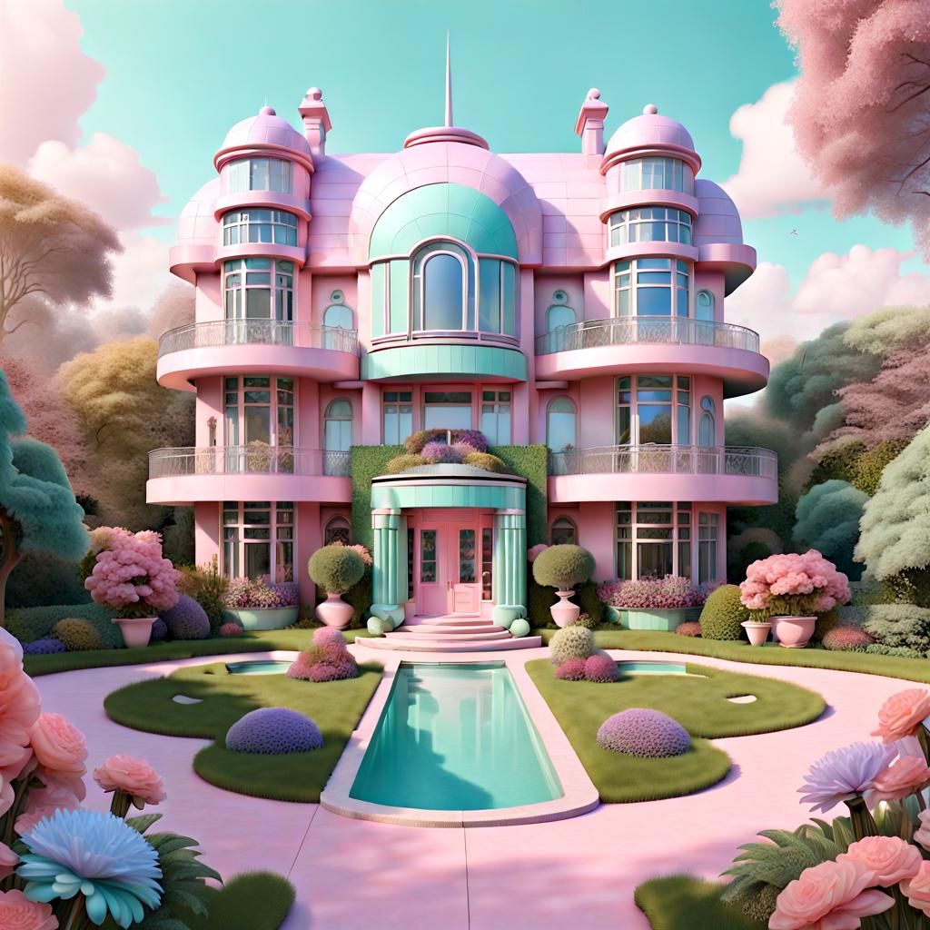 Pastel art deco house 🏠