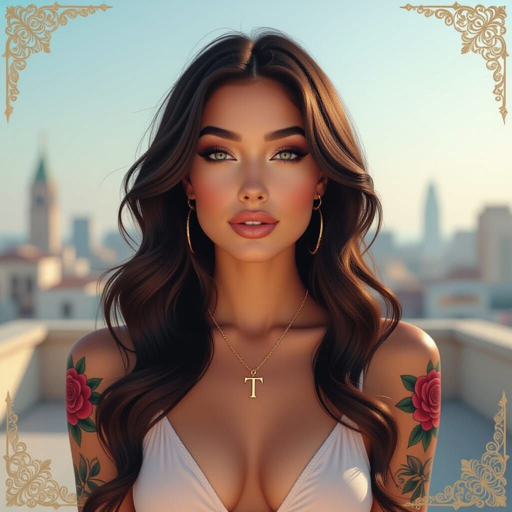 Rooftop Beauty in Art Nouveau Style