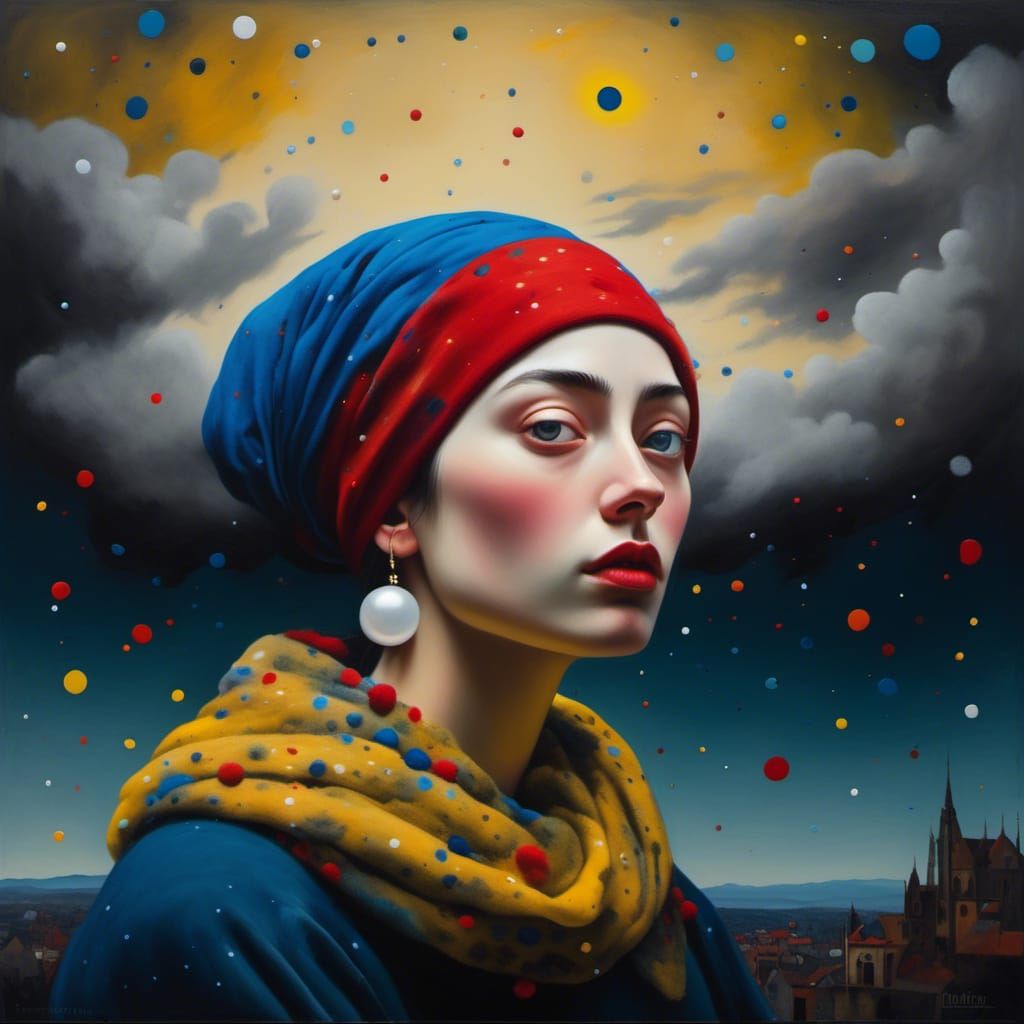 Girl with Pearl Earring in Watercolor Style