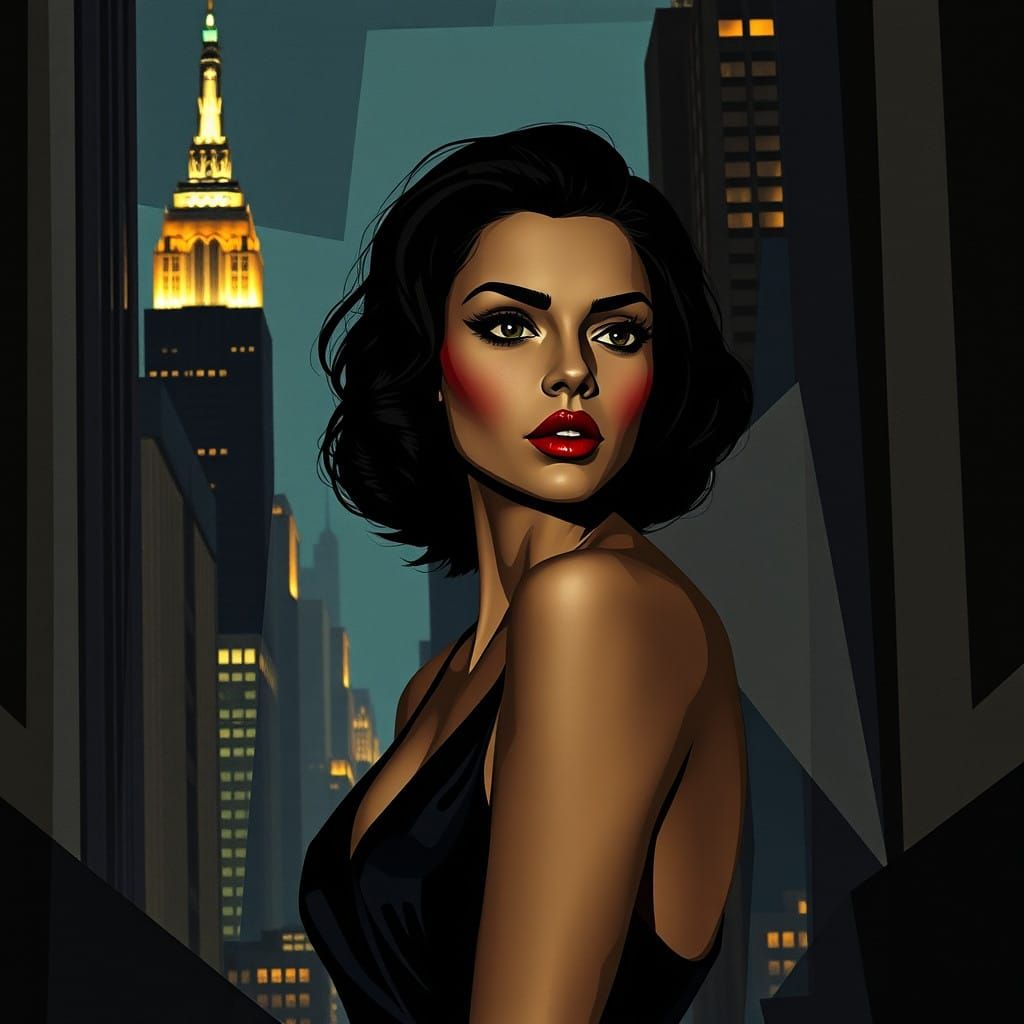 Girl in Art Deco Shadows