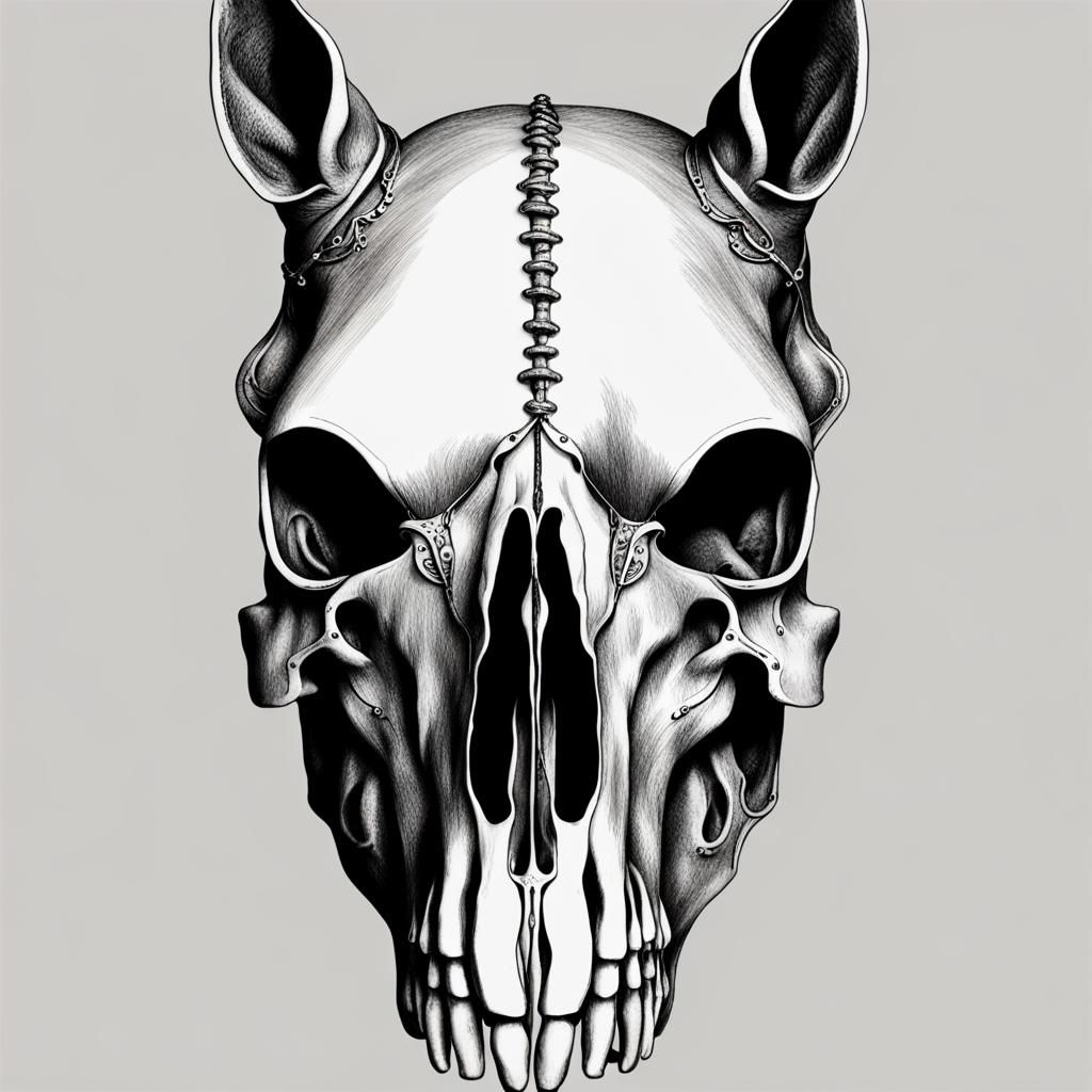 Dramatic Horse Skull Still Life