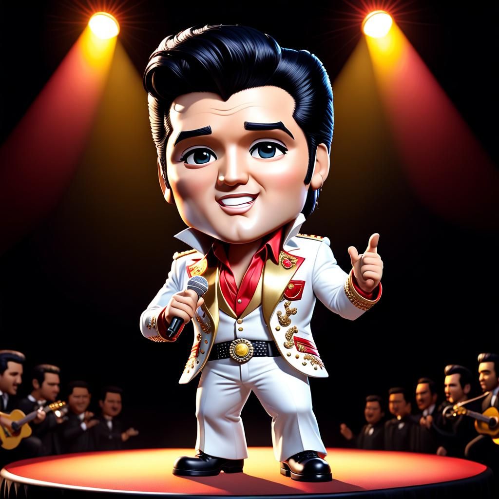 Adorable Chibi Elvis Presley on Stage