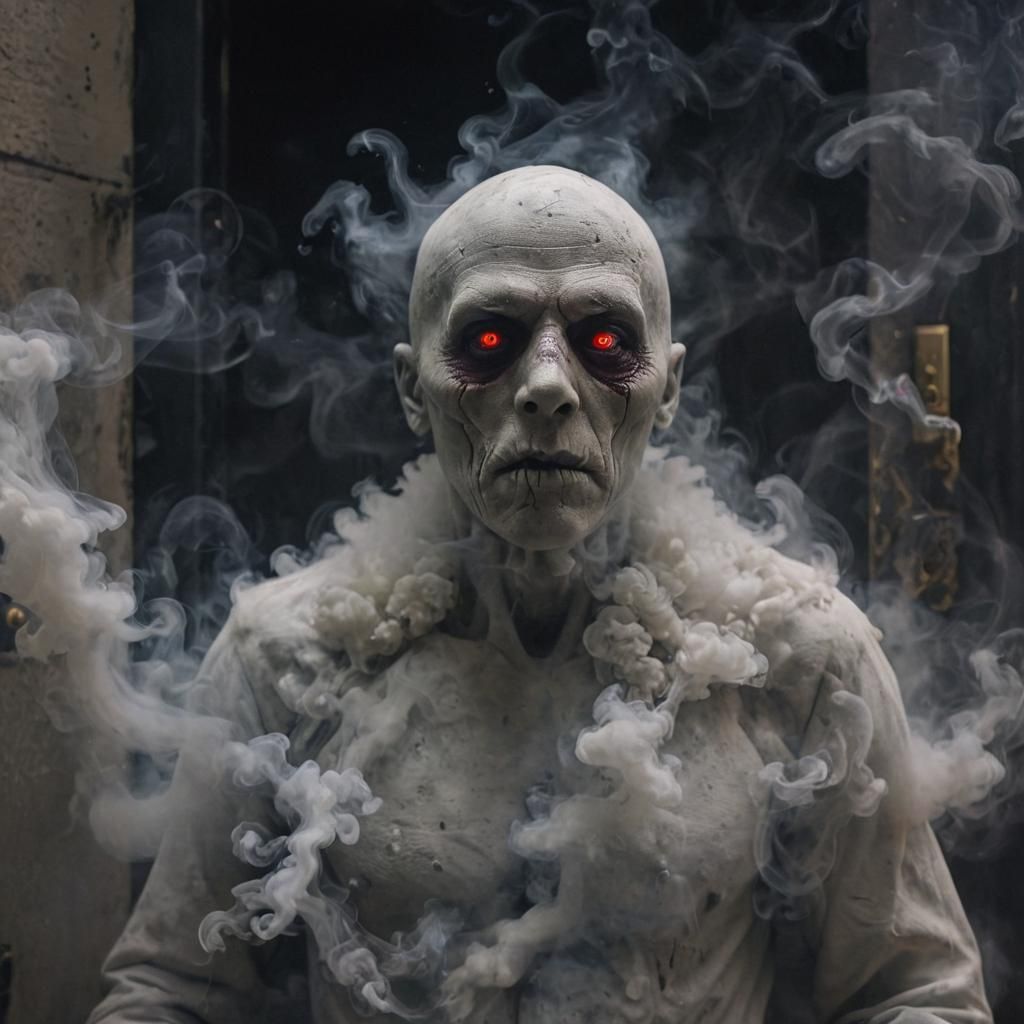 Eerie Smoke Creature Emerges: A Digital Art Horror