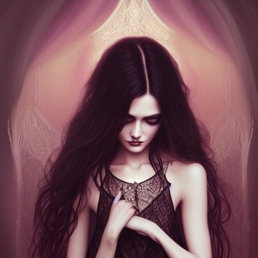 Gothic Romantic Priestess in Hyperdetailed Style