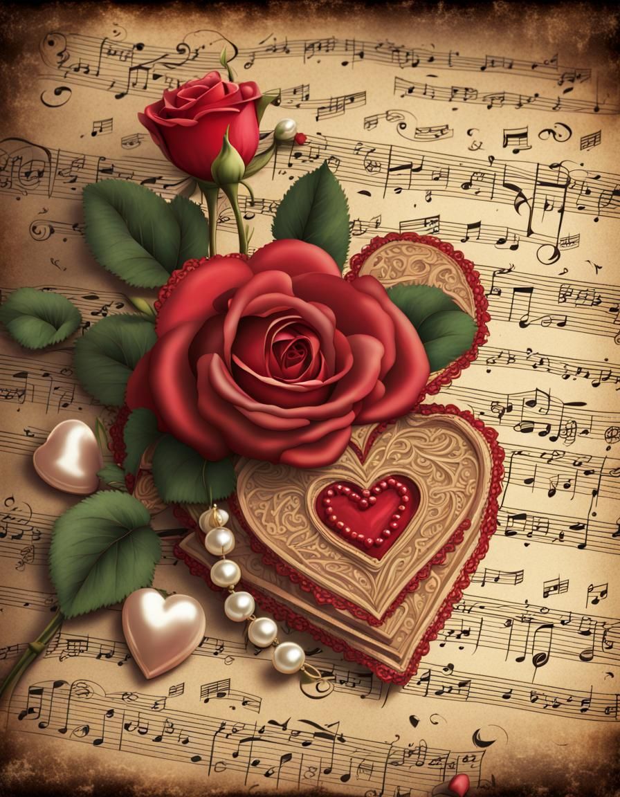 1950s Style Valentine's Day Collage in Digital Art