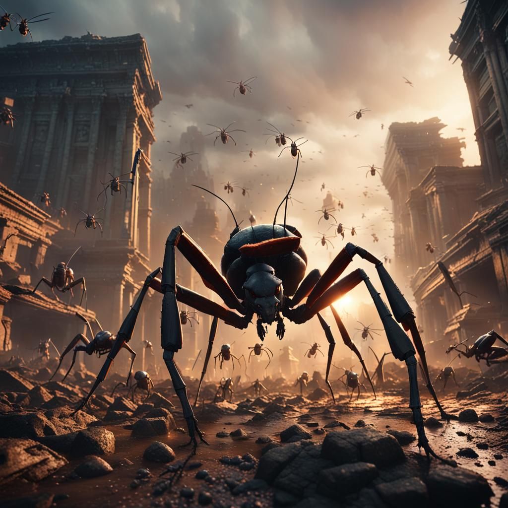 Way big ants destroying the troops of human