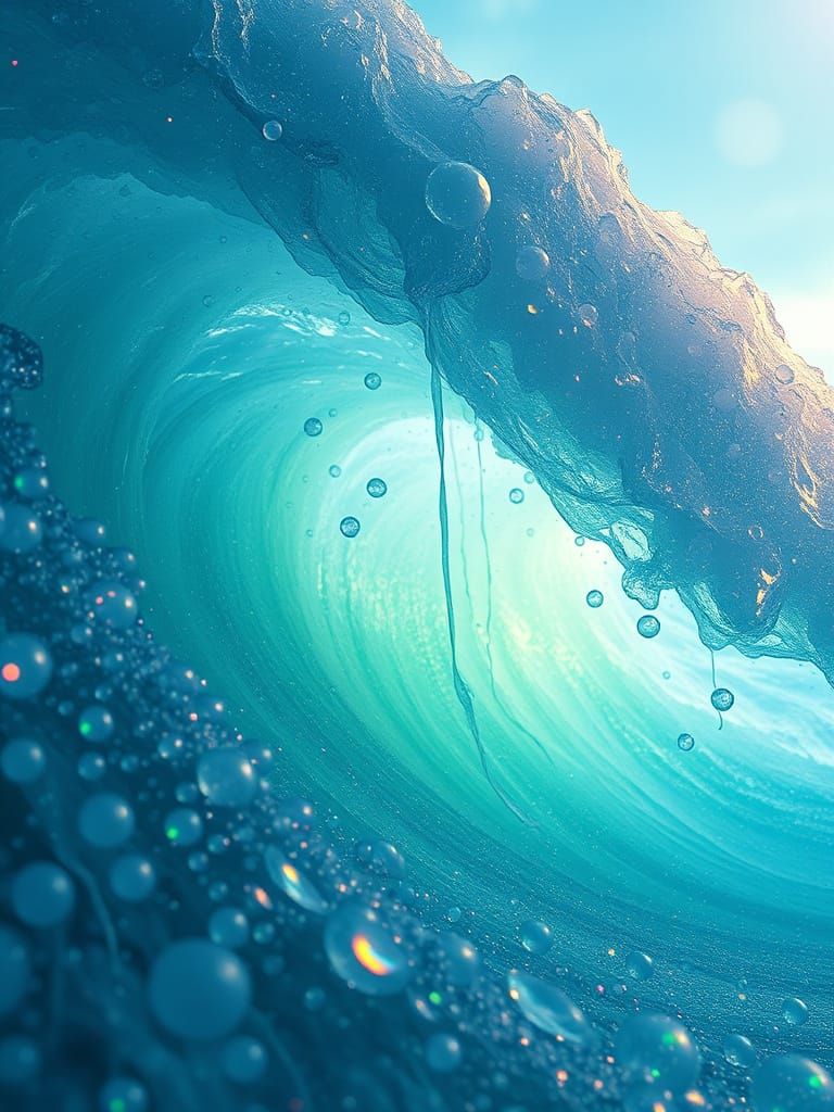 Ethereal Emerald Waves in Hyperrealistic Detail