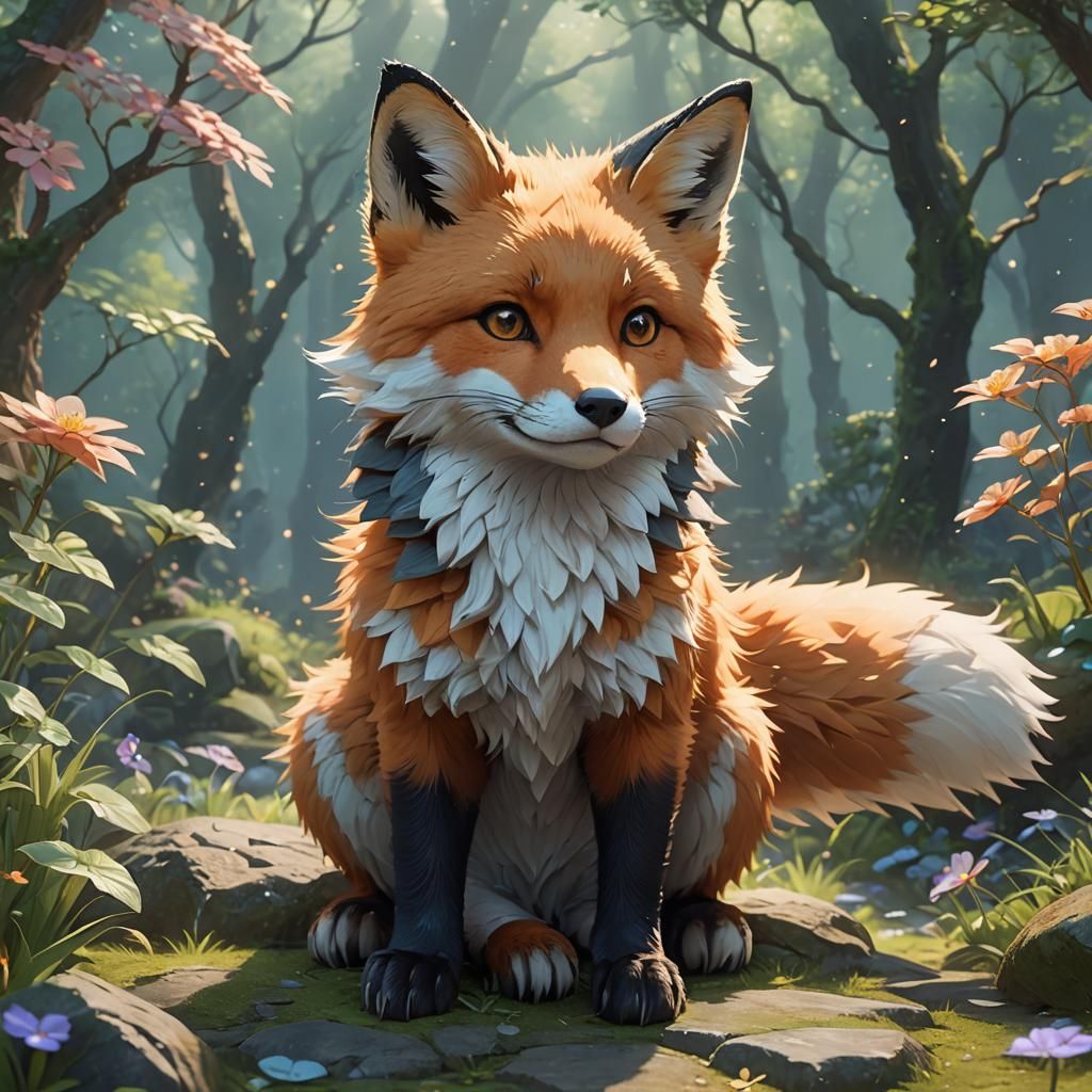 Cute Earth Fox in 3D Anime Style