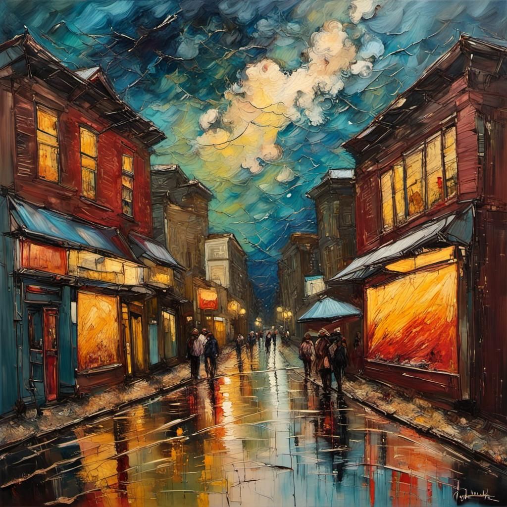 Tachisme dynamic brushwork, violent thunderstorm, rough strokes, Debra Hurd Encaustic thunderstorm and heavy rain alcoho...