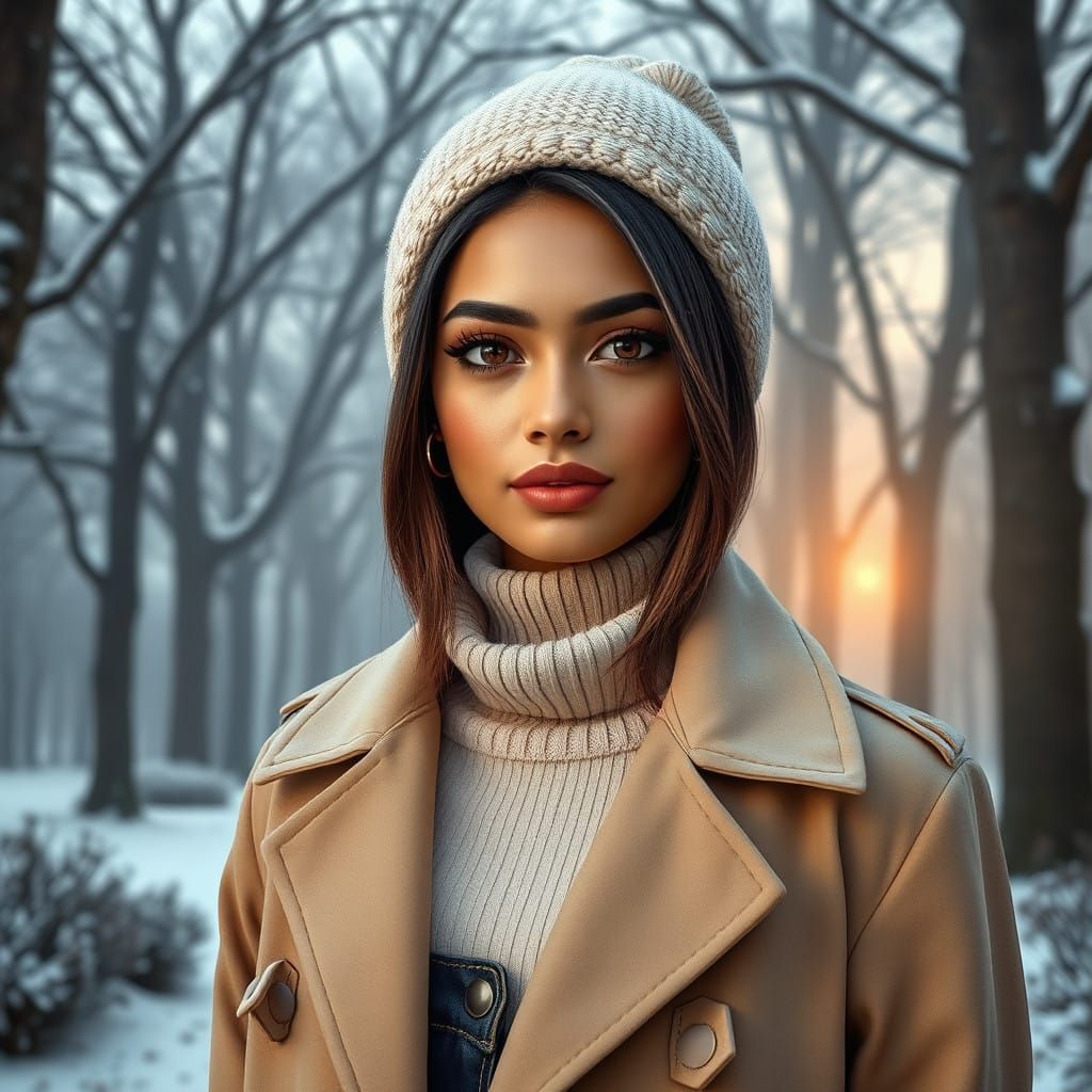 Modern Indian Beauty in Winter Wonderland