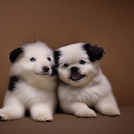 Cute Fluffy Puppies in a Dramatic Digital Painting