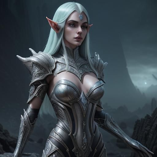 Mystical Altmer High Elf in Coral Armor