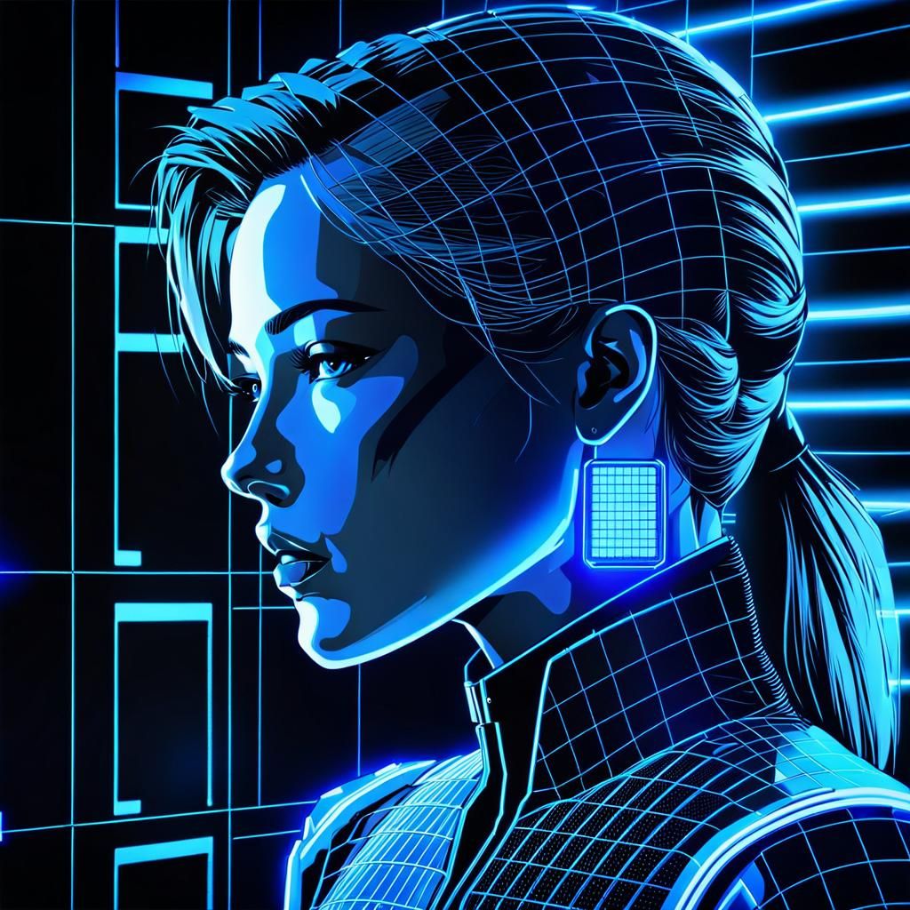 Sleek Cyberpunk Wanted Poster with Neon Accents