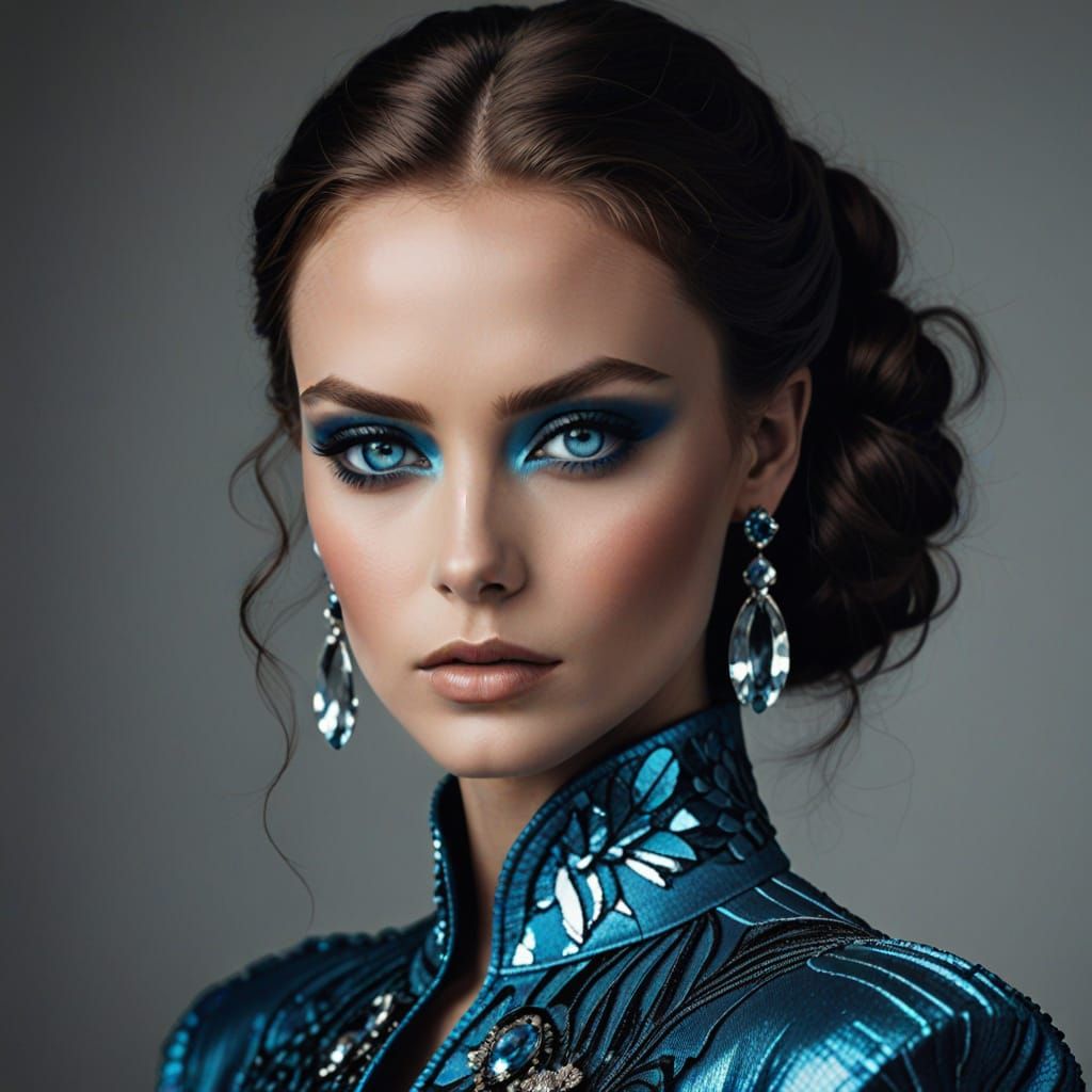 Elegant Exotic Woman in Topaz Vogue Silhouette