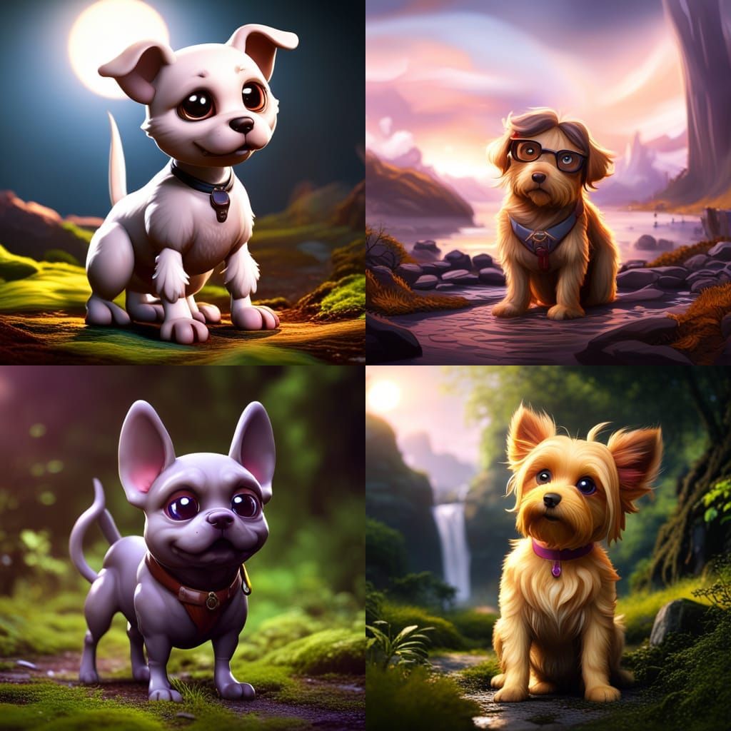 Fantastical Cute Dog in Detailed Digital Painting