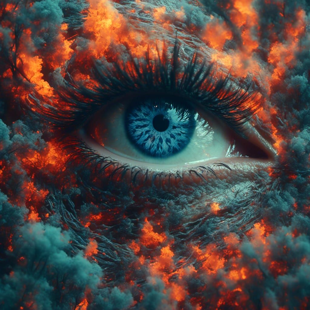 Mystical Eye: Double Exposure of Neon Forest