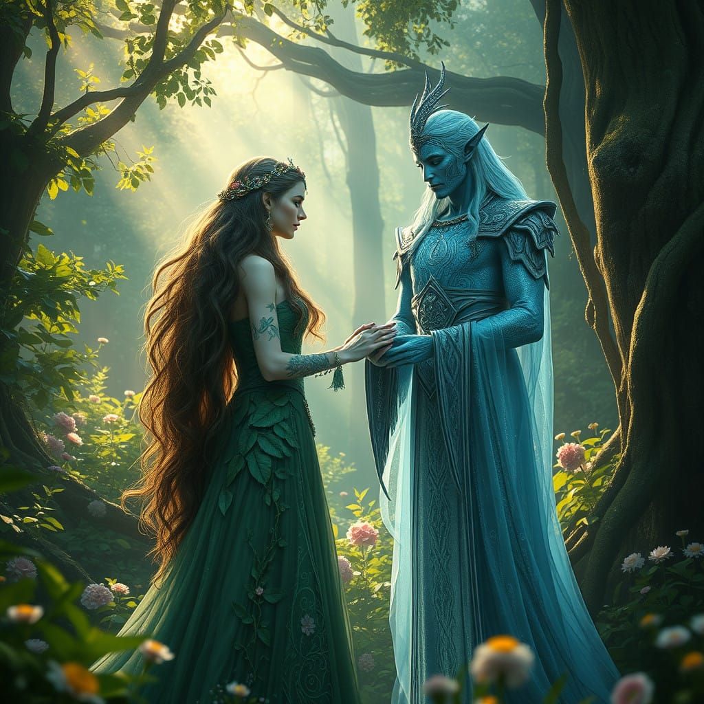 Powerful Elf Moon God and Earth Goddess Exchange Vows in Anc...