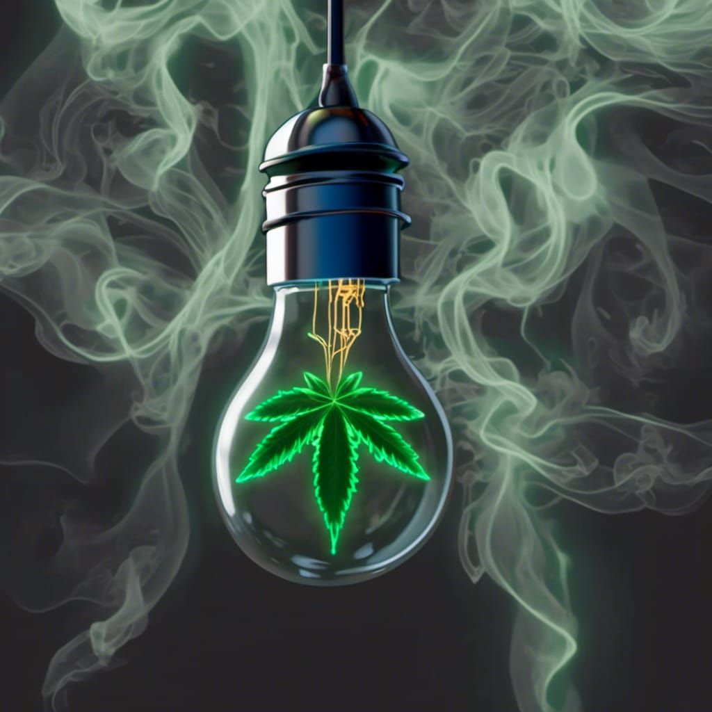 Cannabis Leaf Filament in Green Lightbulb