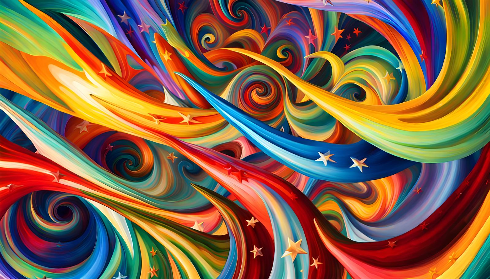 Surreal Celestial Maelstrom in Iridescent Oil Painting