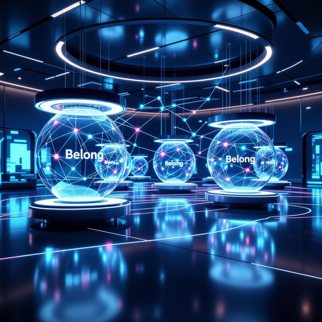 Futuristic Conference Hall With Holographic Hubs