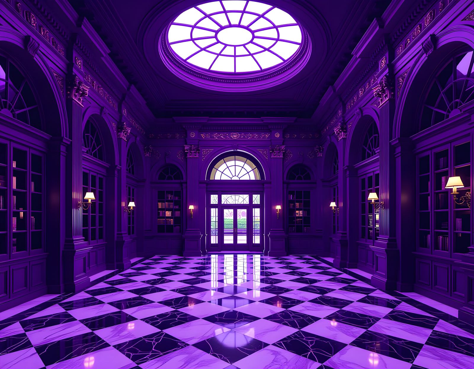 Surreal Opulent Hallspace in Purple