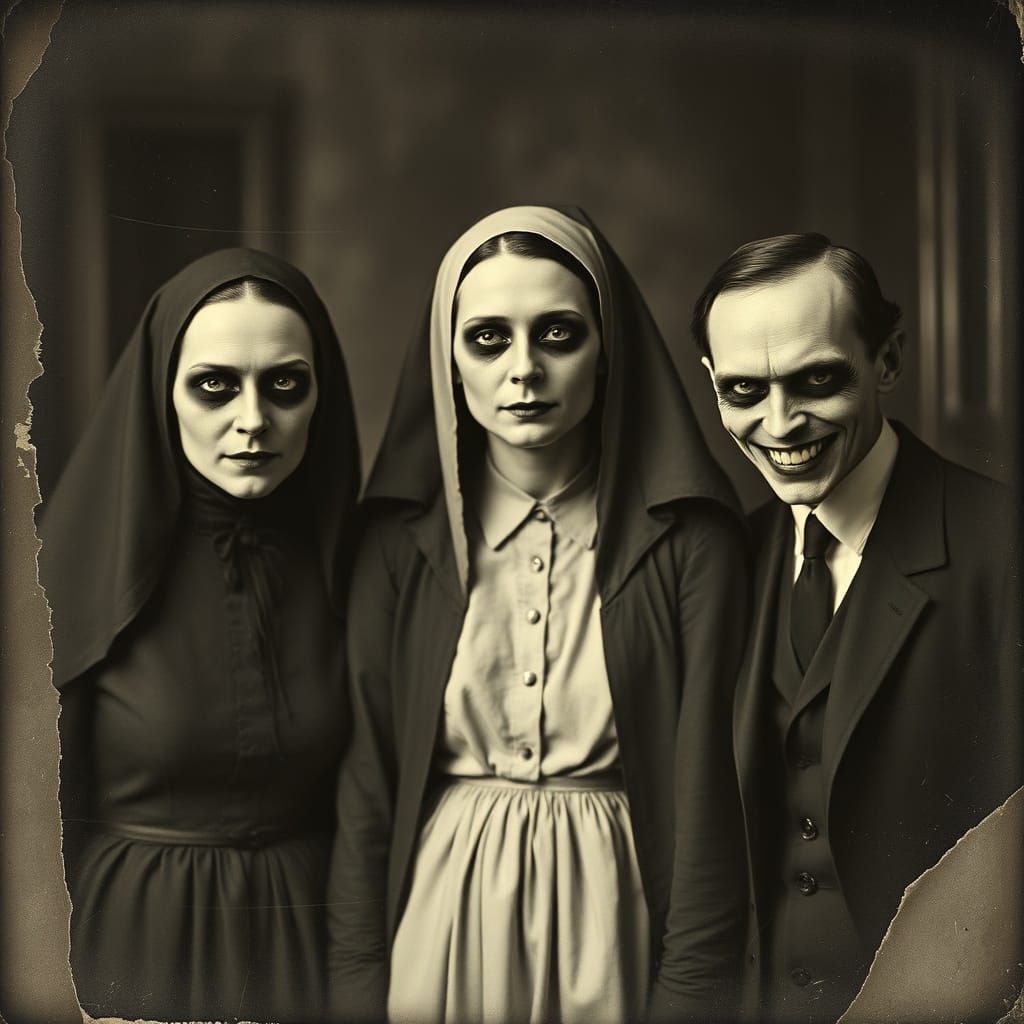 Eerie Victorian Post-Mortem Photo in Black and White