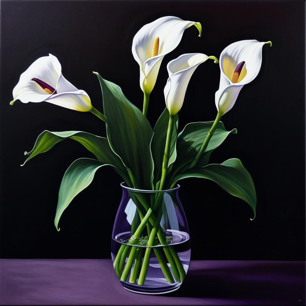 Calla Lilies Still Life with Spotlight Effect