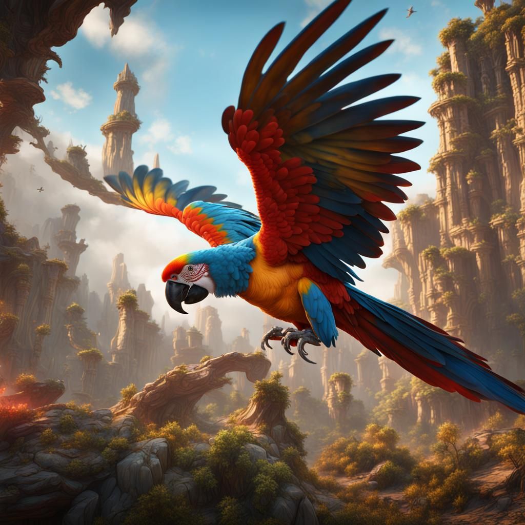 Parrot Unleashes Gas in Detailed Matte Painting