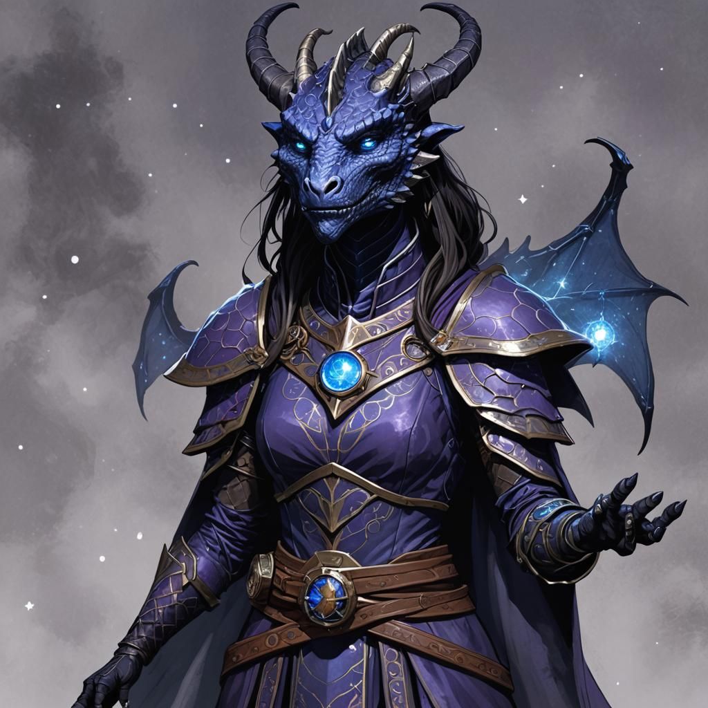 Dragonborn Divination Wizard in Fantasy Art Style