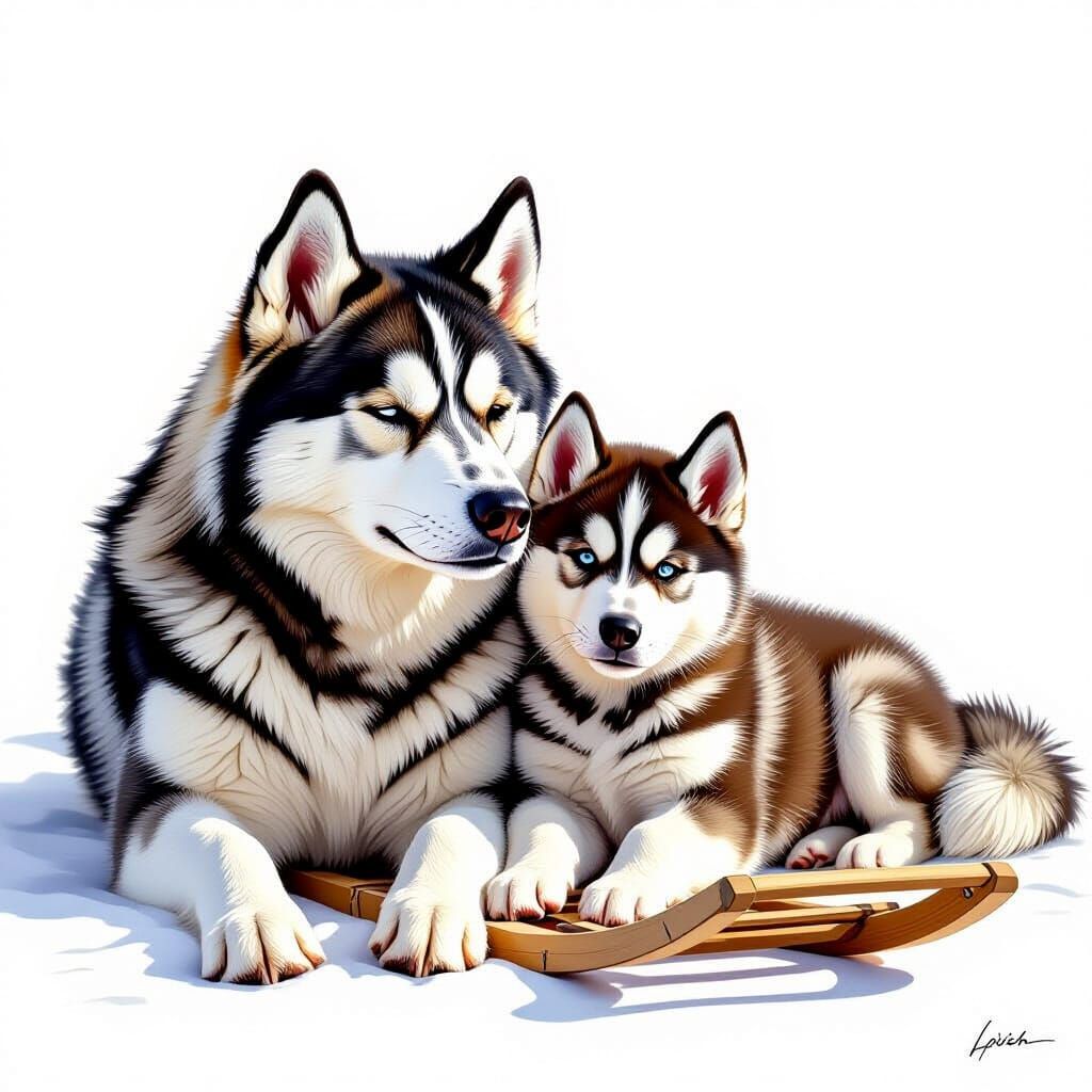 Siberian Husky family