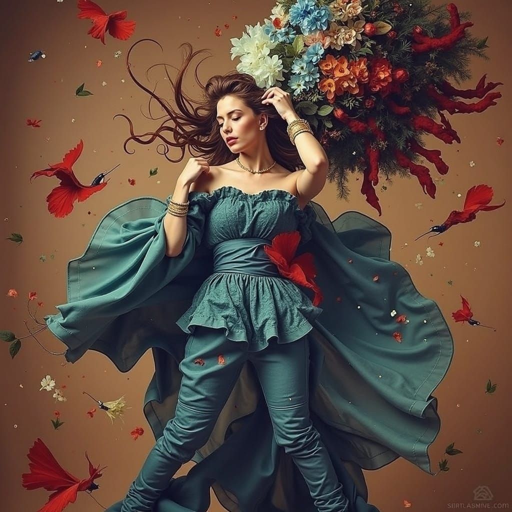 Abstract Swirls of Red Hues in a Twisted Form