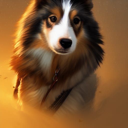Pirate Shetland Sheepdog Portrait in Detailed Digital Art