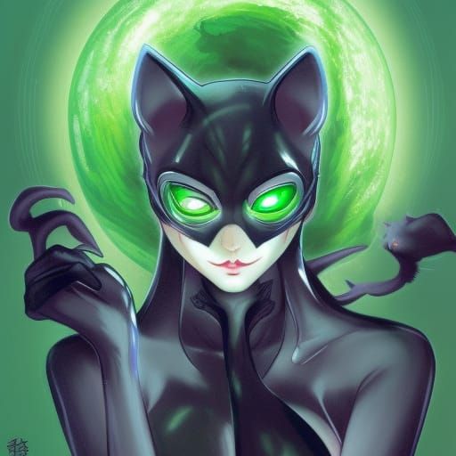 Anime Cat Woman Alien with Glowing Eyes