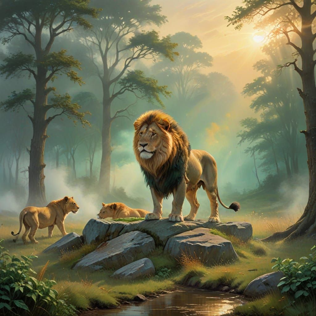 Majestic Lion in Golden Dawn Light