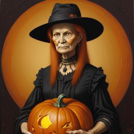 Pumpkin Woman as Oil Painting