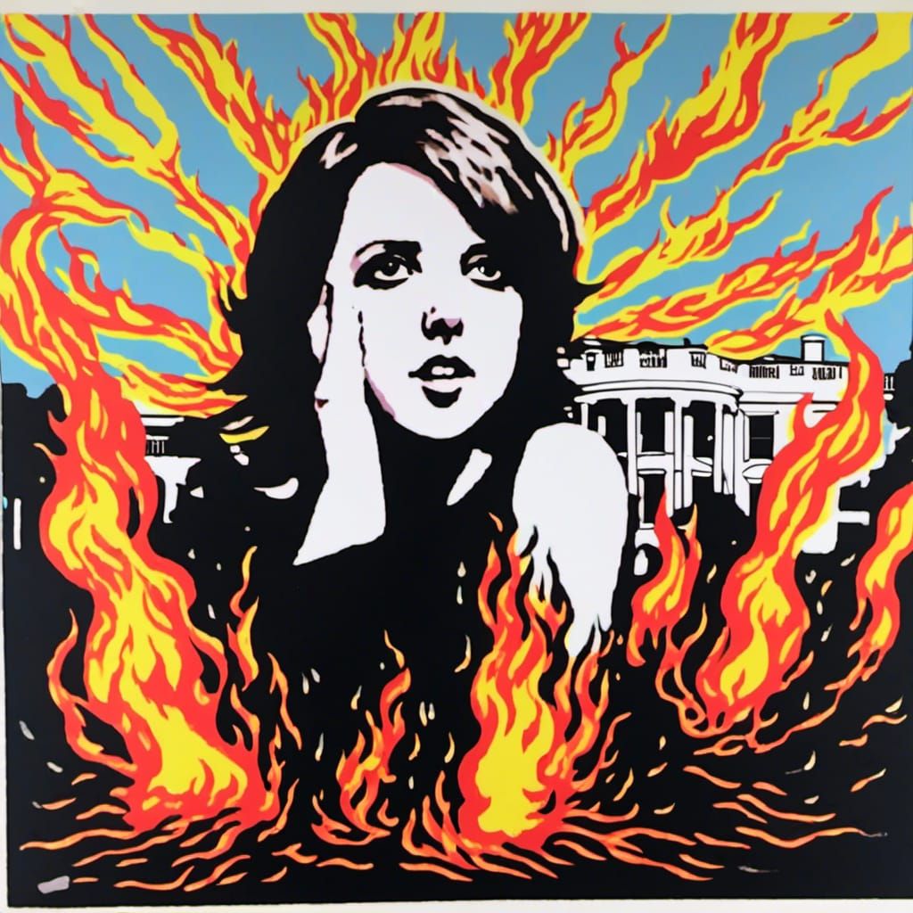 Pop Art White House on Fire Screenprint