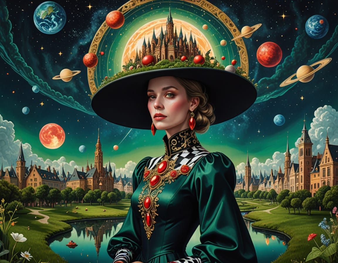 Surreal Milky Way Cityscape in Heironimus Bosch Style