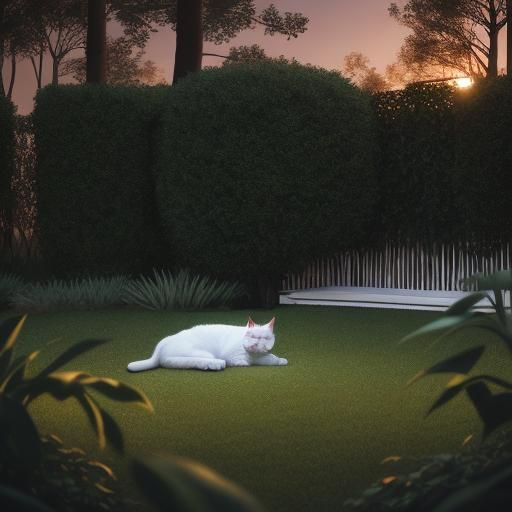 Cats Lounging in Courtyard at Sunset