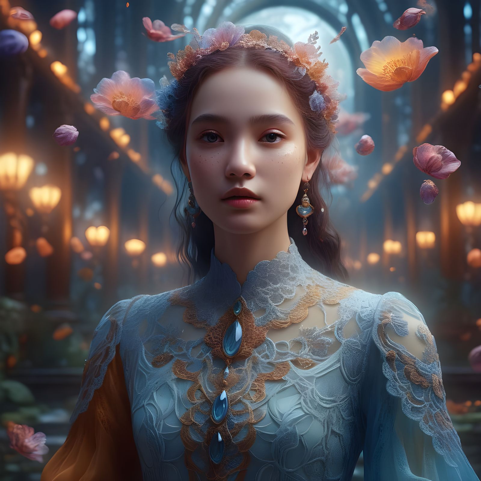 hyperdetailed Metaphysical Painting (ethereal translucent lacey petals:3) dreamy