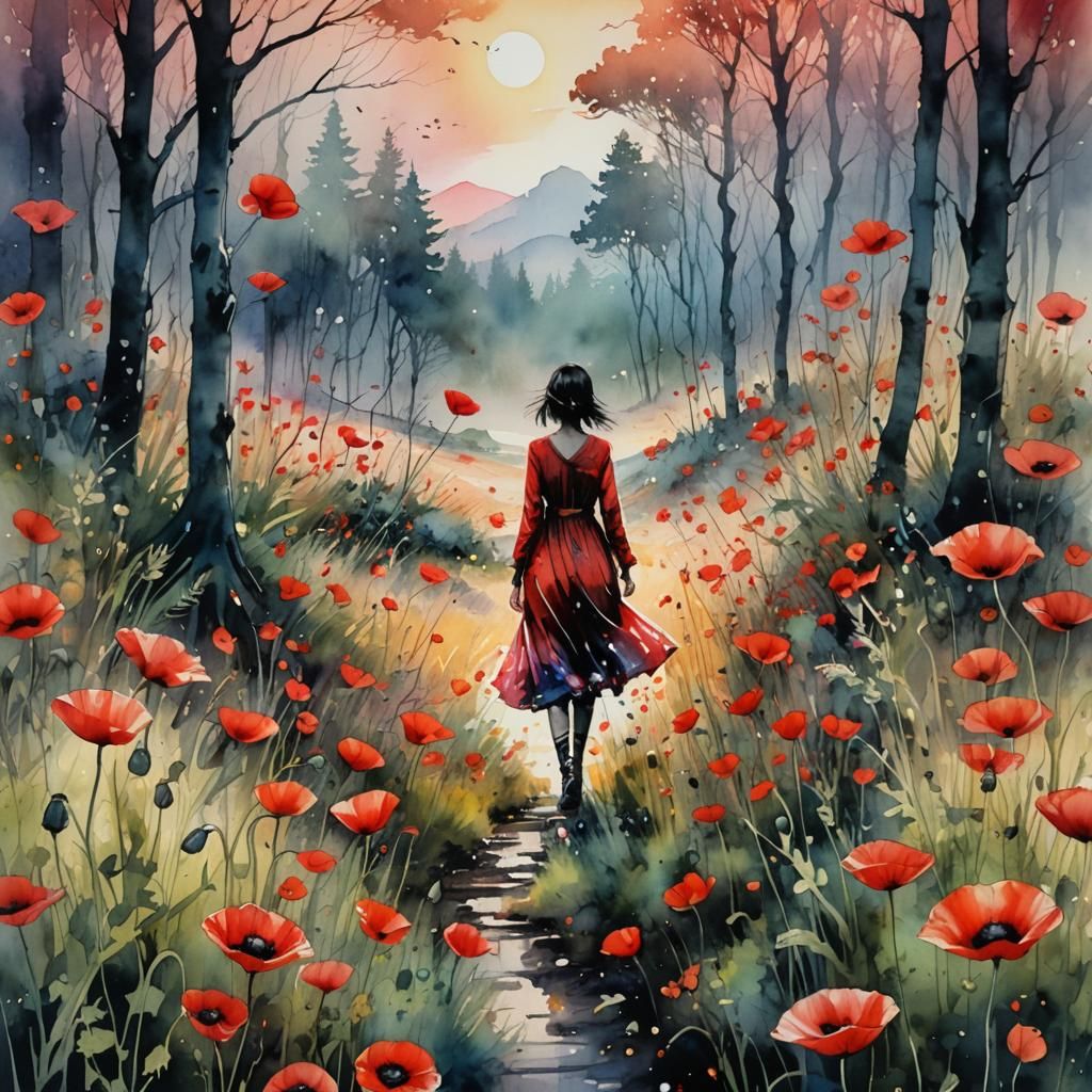 Ethereal Watercolor Winter Wonderland, Softly Falling Snowfl...