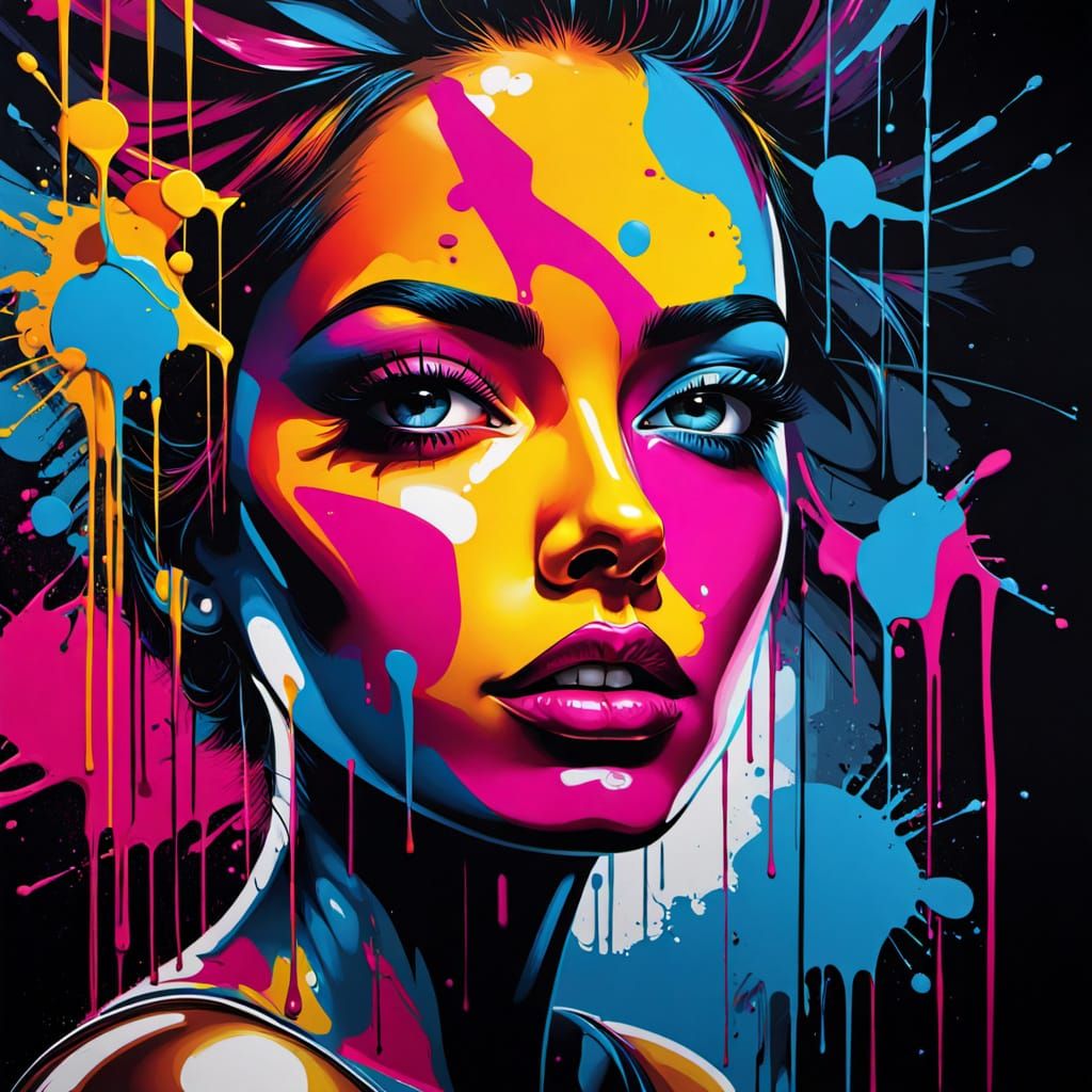 Hyperrealistic Abstract Face Graffiti Art in Vibrant Street ...
