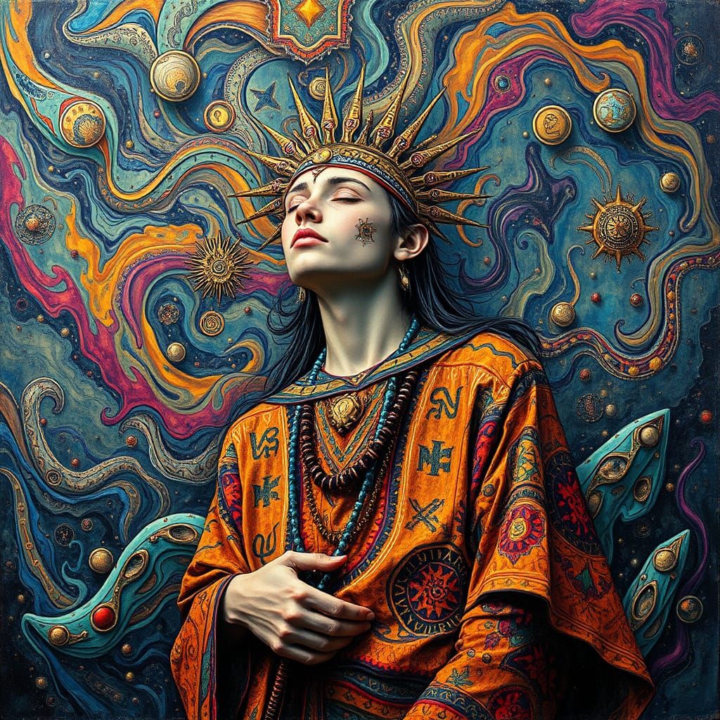 Lucid Dreamer in Geomagnetic Storm: Dark Fantasy Art