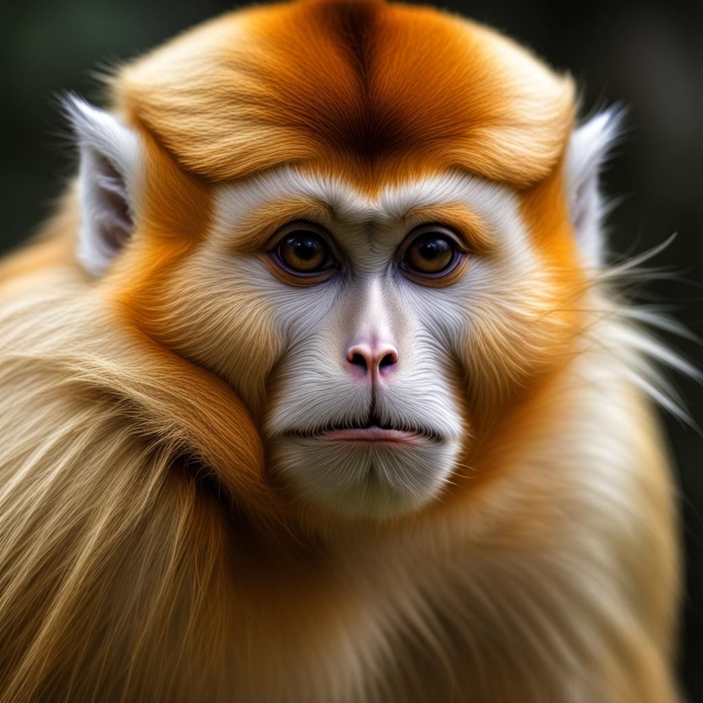 Fantasy Golden Snub-Nosed Monkey in Hyperrealism