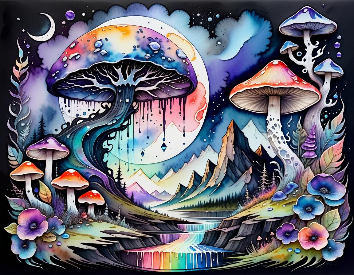 Pastel Goth Crescent Moon with Crystal Clusters