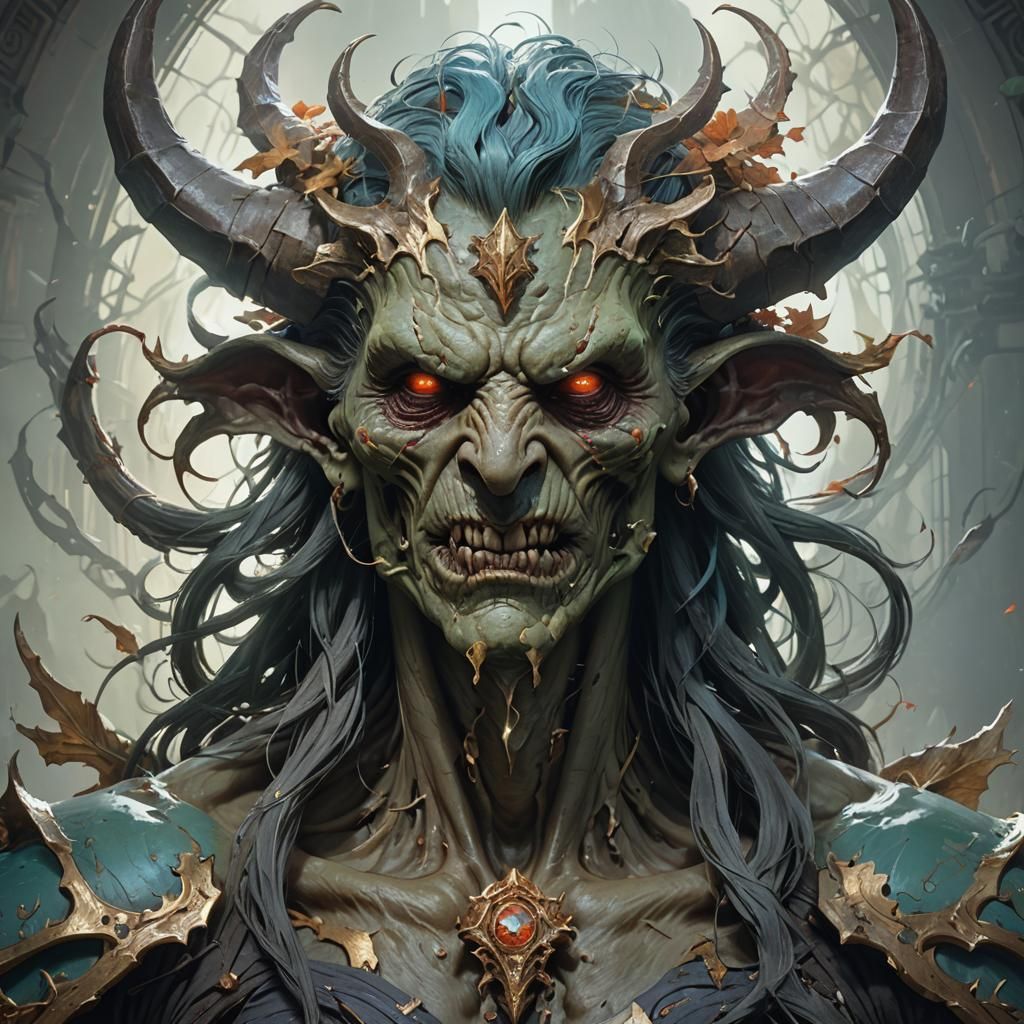 Detailed Portrait of an Old Ground Demon Ghost